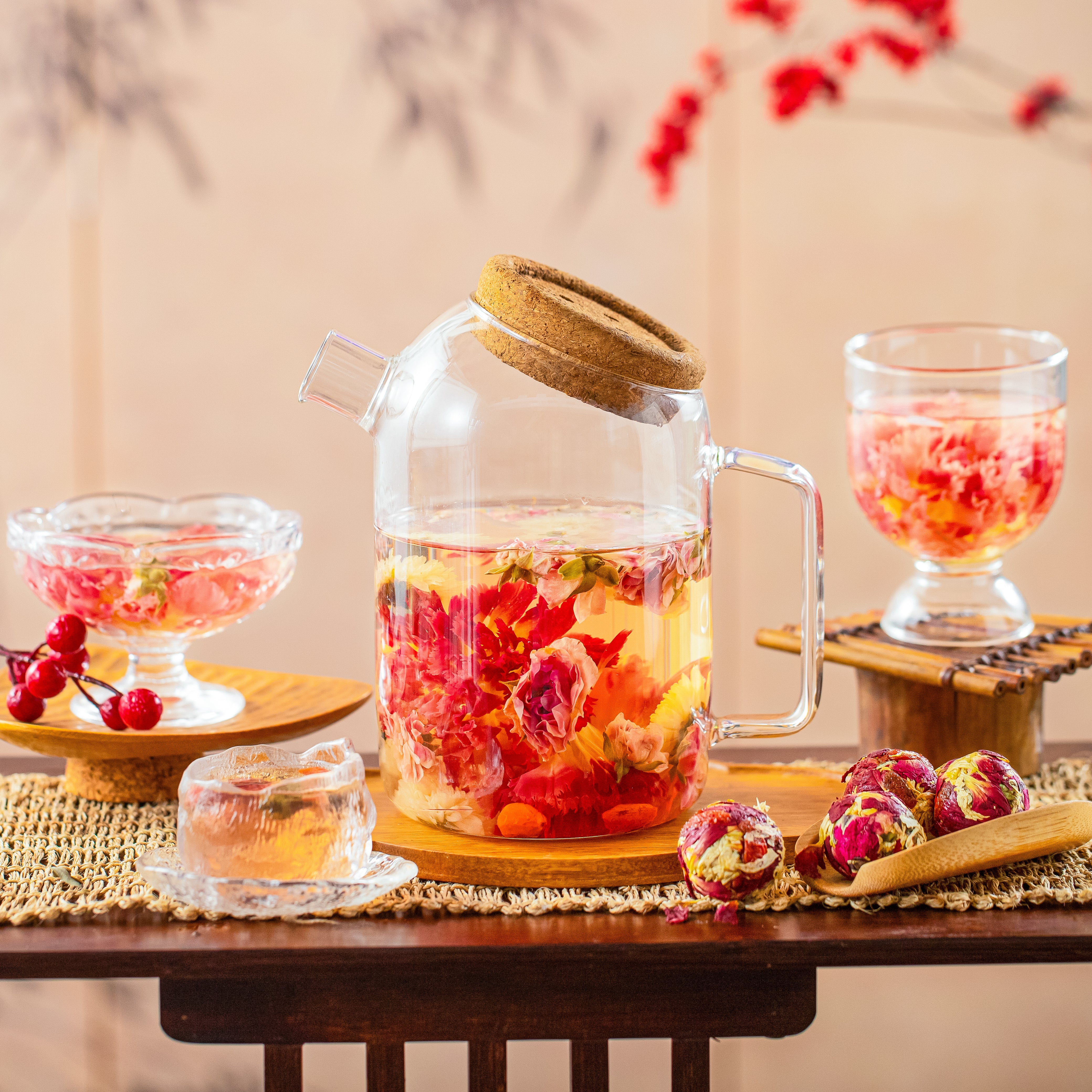 Magic Gathering Bundle: 18 Flowering Tea Blooms & Glass Teapot